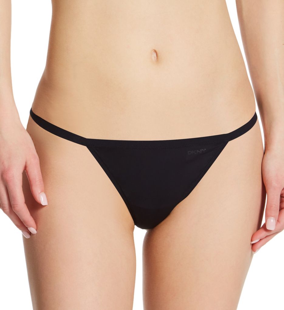 DKNY Women's Active Comfort String Thong Panty in Black | Size Small | HerRoom.com
