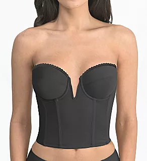 Valerie V Wire Low Back Power Mesh Bustier Bra Black 32A