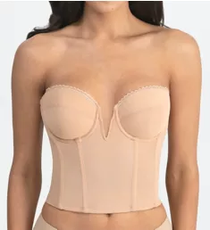 Valerie V Wire Low Back Power Mesh Bustier Bra Mocha 32A