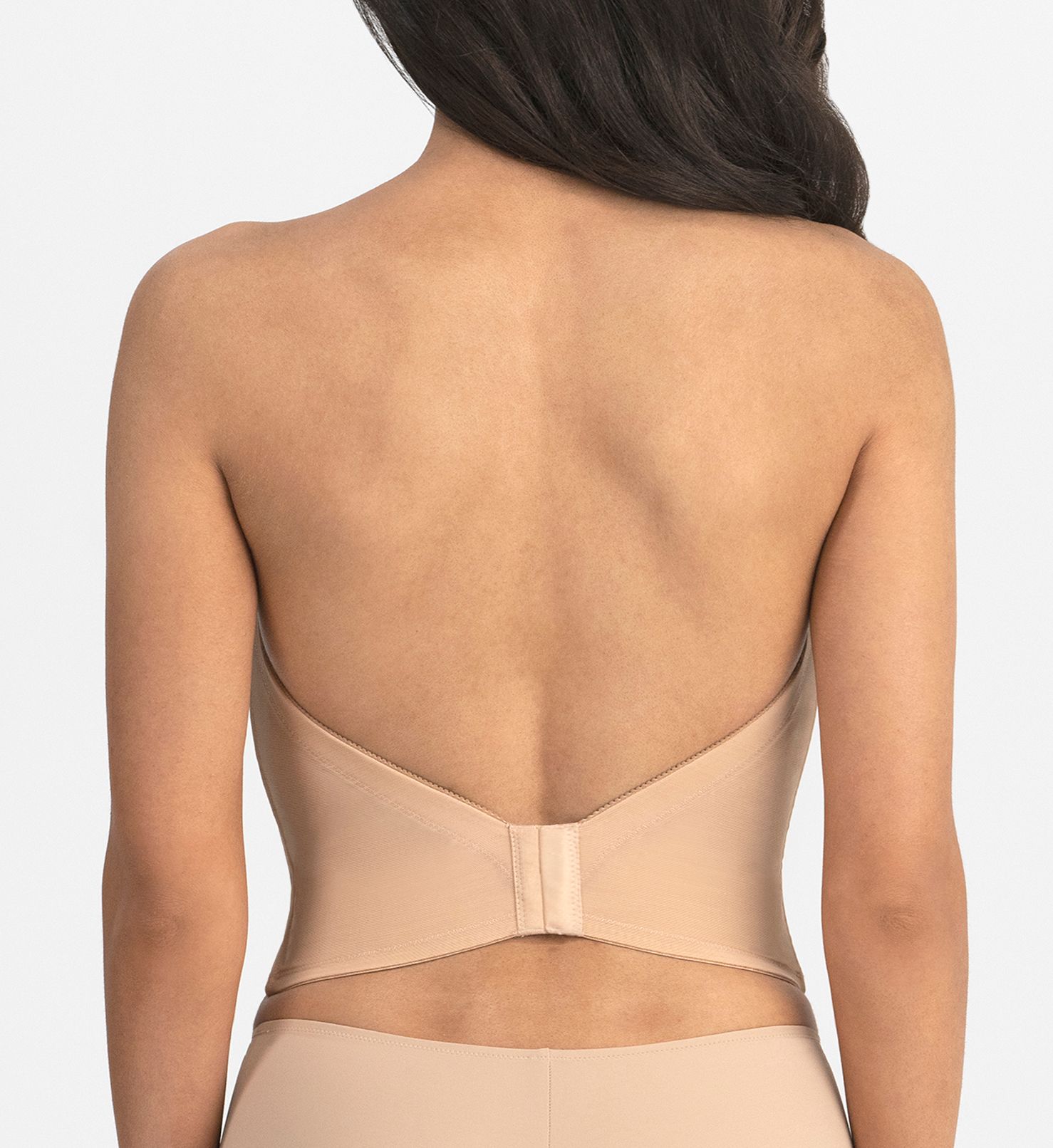 Dominique Valerie V Wire Low Back Power Mesh Bustier Bra Mocha 38DD  - Image 2