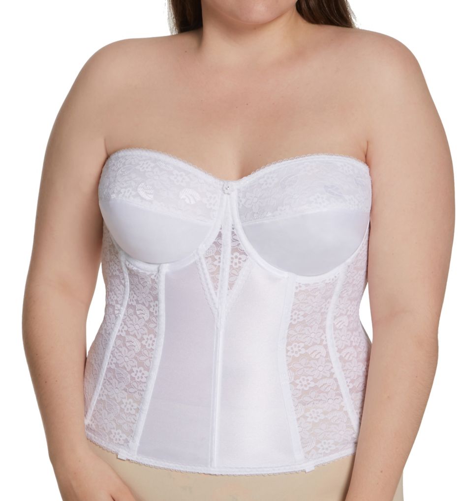 Dominique Satin and Lace Longline Bra Style 8740 - Bone - 40B at   Women's Clothing store: Bras