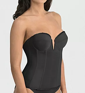 Vivienne V Wire Longline Power Mesh Strapless Bra Black 30B