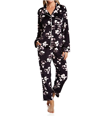 Donna Karan Sleepwear Signature PJ Velour Notch Collar Cropped Sleep Set