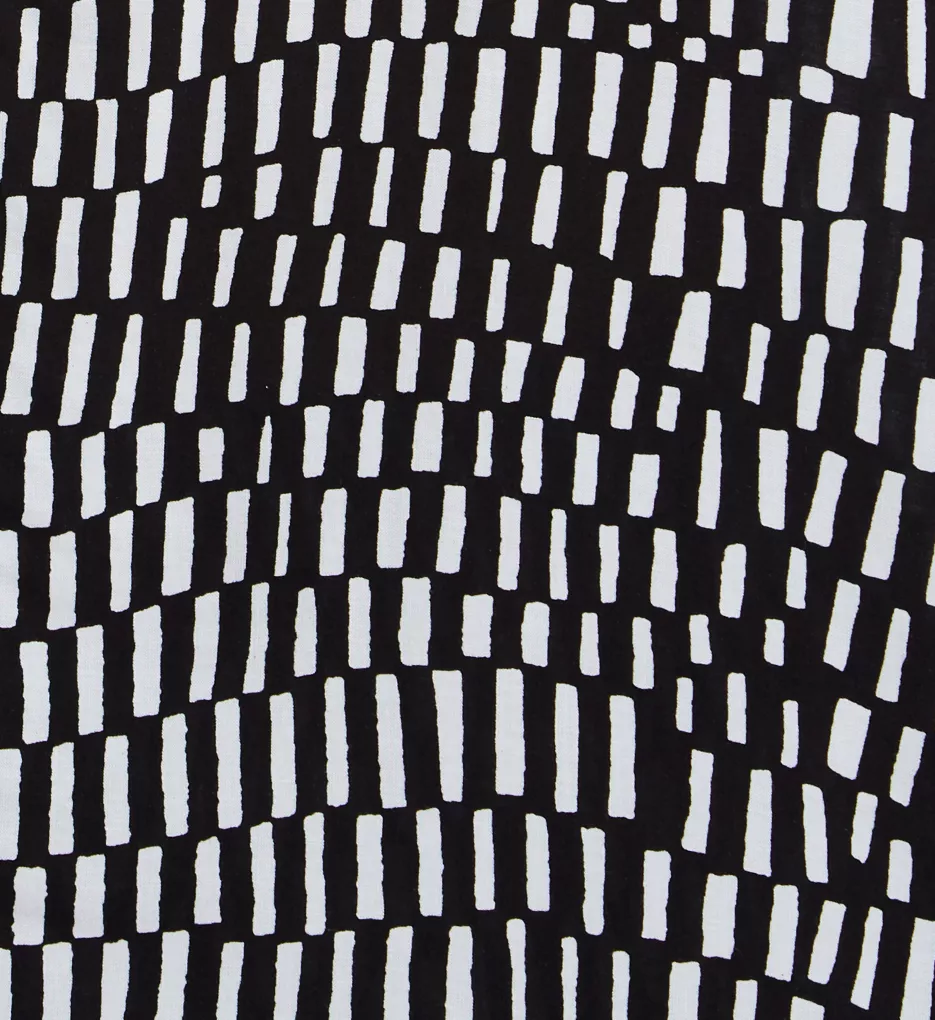 Woven Abstract Print Cropped V-Neck PJ Set Black Print S