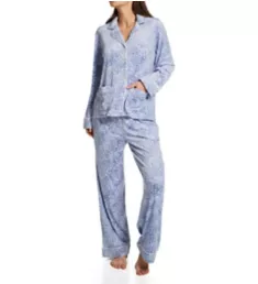 Signature PJ Velour Notch Collar Sleep Set Lt Blue Texture XL