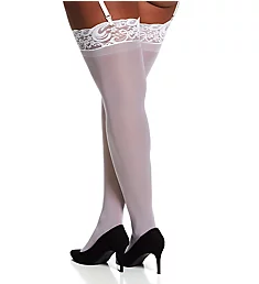 Plus Sheer Thigh High With Lace White O/S Plus