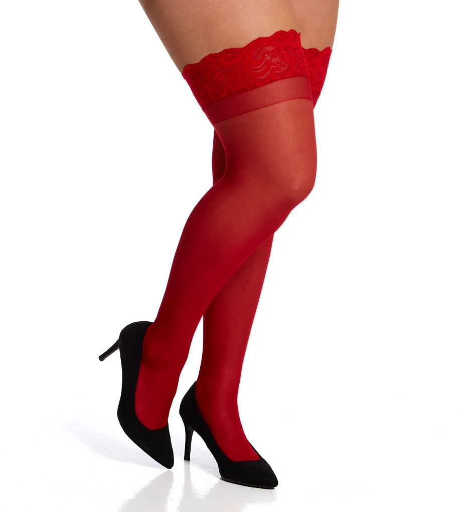 Plus Sheer Thigh High With Stay Up Silicone Lace-gs