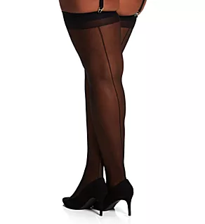 Plus Sheer Thigh High Black O/S Plus