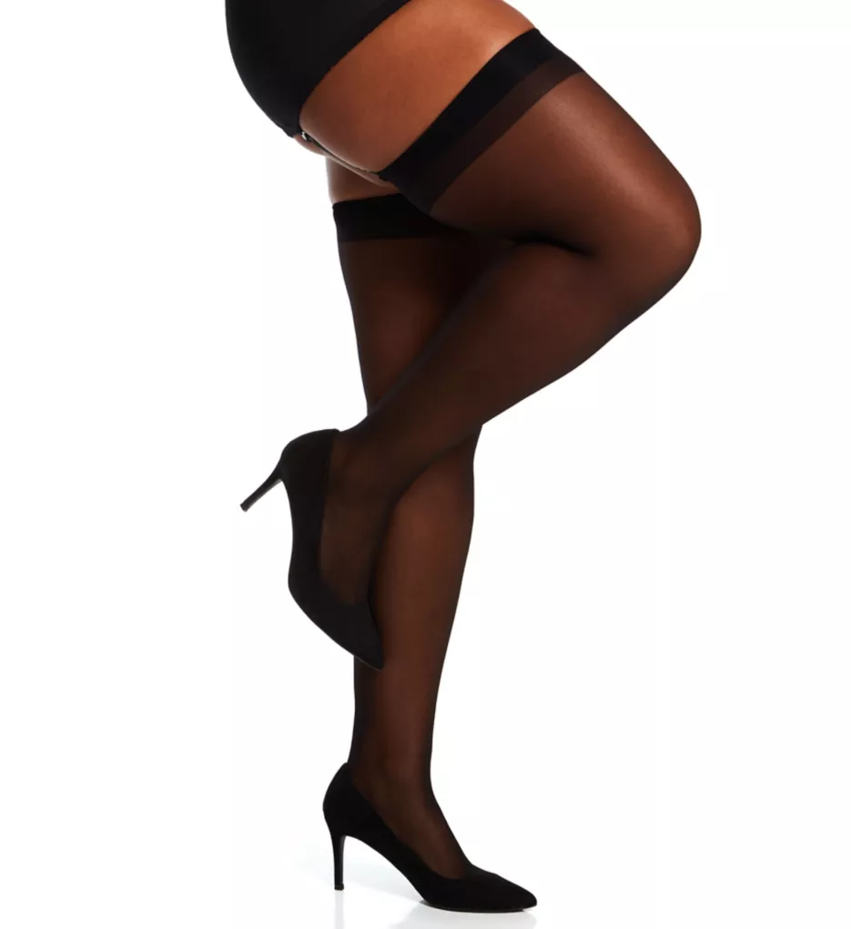 Dreamgirl Black Lace Top Silicone Sheer Hold Ups In Stock At UK Tights