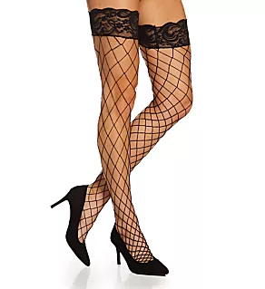 Fence Net Thigh High Stockings Black O/S