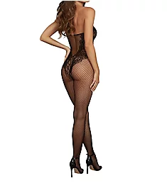 Fishnet Bodystocking with Lace Teddy Design Black O/S