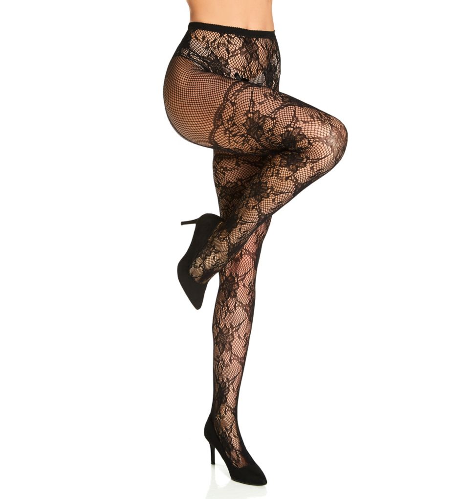Dreamgirl Lace and Fishnet Pantyhose 0346 - Image 4
