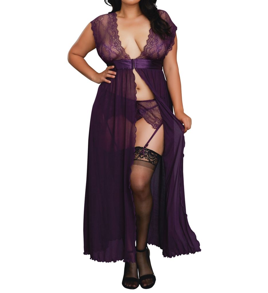 Lace and Mesh Gown with Garters-cs2