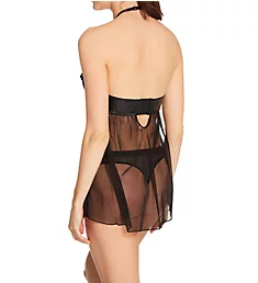 Sheer Mesh and Lace High Neck Babydoll