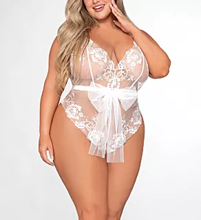 Plus Size Halter Teddy White 1X