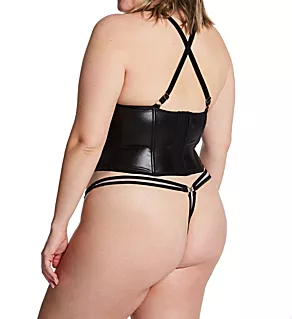 Plus Size Bustier & G-String Set Black 1X