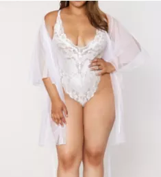 Plus Sized Mesh Robe & Teddy 2 Pc Set