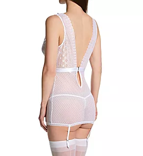 Garter Slip & G-String Set White L
