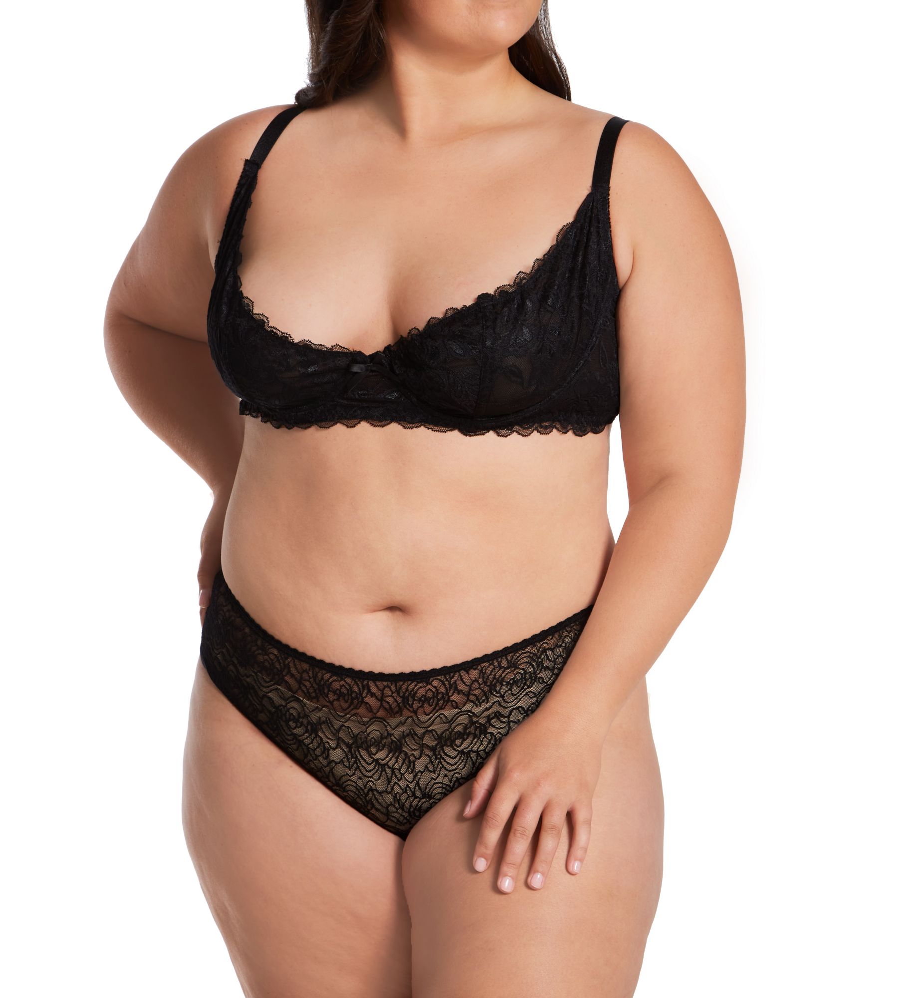 Dreamgirl Plus Stretch Lace Low Rise Crotchless Panty 1300X - Image 3