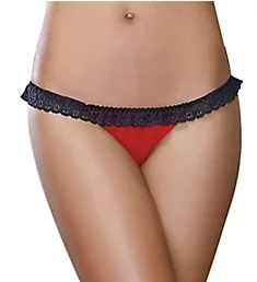 Stretch Mesh With Lace Open Back Heart Panty Red/Black S