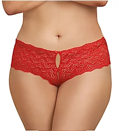 Plus Size Open Crotch Heart Back Panty Red 1X