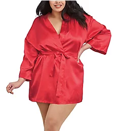 Plus Size Babydoll Chemise and Robe Set Red 1/2X