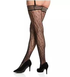 Leopard Thigh High Stockings with Stripe Top