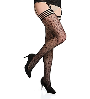 Dreamgirl Leopard Thigh High Stockings with Stripe Top 433