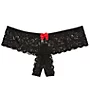 Dreamgirl Stretch Lace Crotchless Overlap Satin Bow Panty 7177 - Image 3