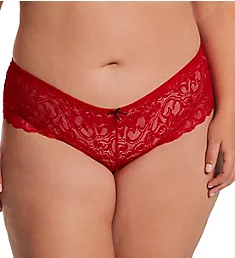 Plus Stretch Lace Crotchless Overlap Satin Bow Pa Ruby 3X