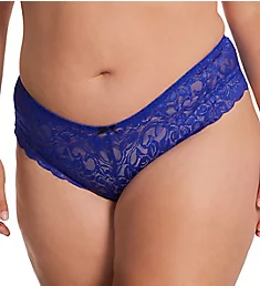Plus Stretch Lace Crotchless Overlap Satin Bow Pa Sapphire 3X