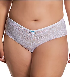 Plus Stretch Lace Crotchless Overlap Satin Bow Pa White 3X
