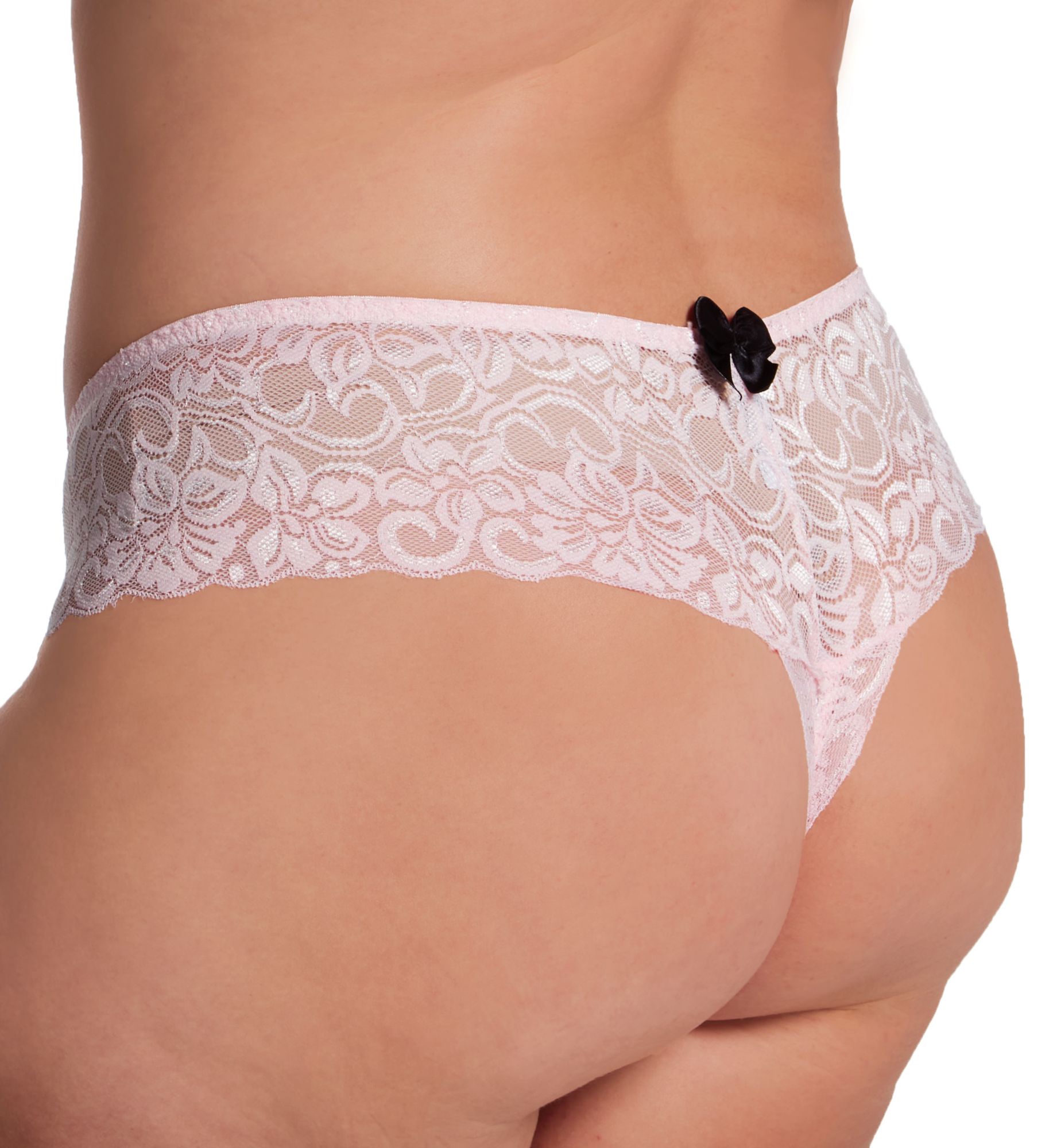Dreamgirl Plus Stretch Lace Crotchless Overlap Satin Bow Pa 7177X - Image 2