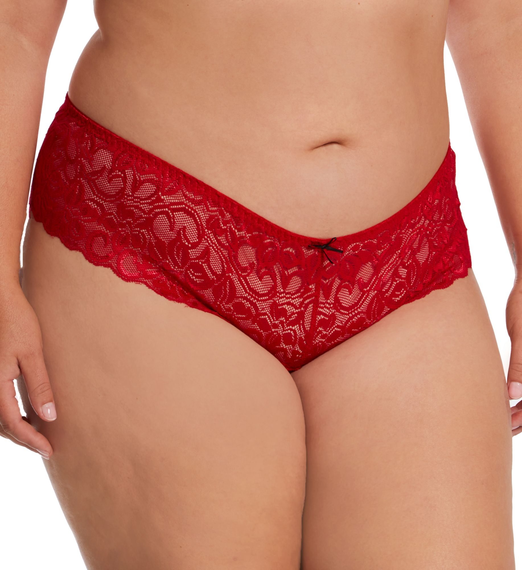 Dreamgirl Plus Stretch Lace Crotchless Overlap Satin Bow Pa 7177X - Image 1