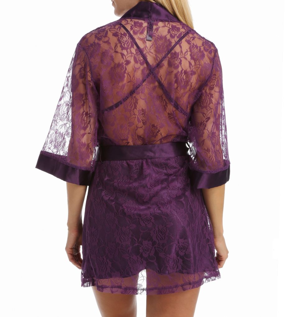 Stretch Lace Robe With Charmeuse Babydoll-bs
