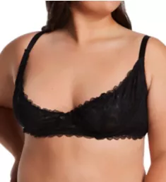 Plus Stretch Lace Open Cup Underwire Bra Black 40