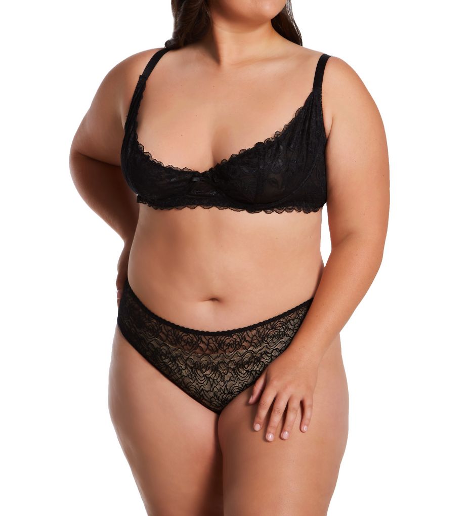 Plus Size Open Cup Stretch Lace Underwire Shelf Bra