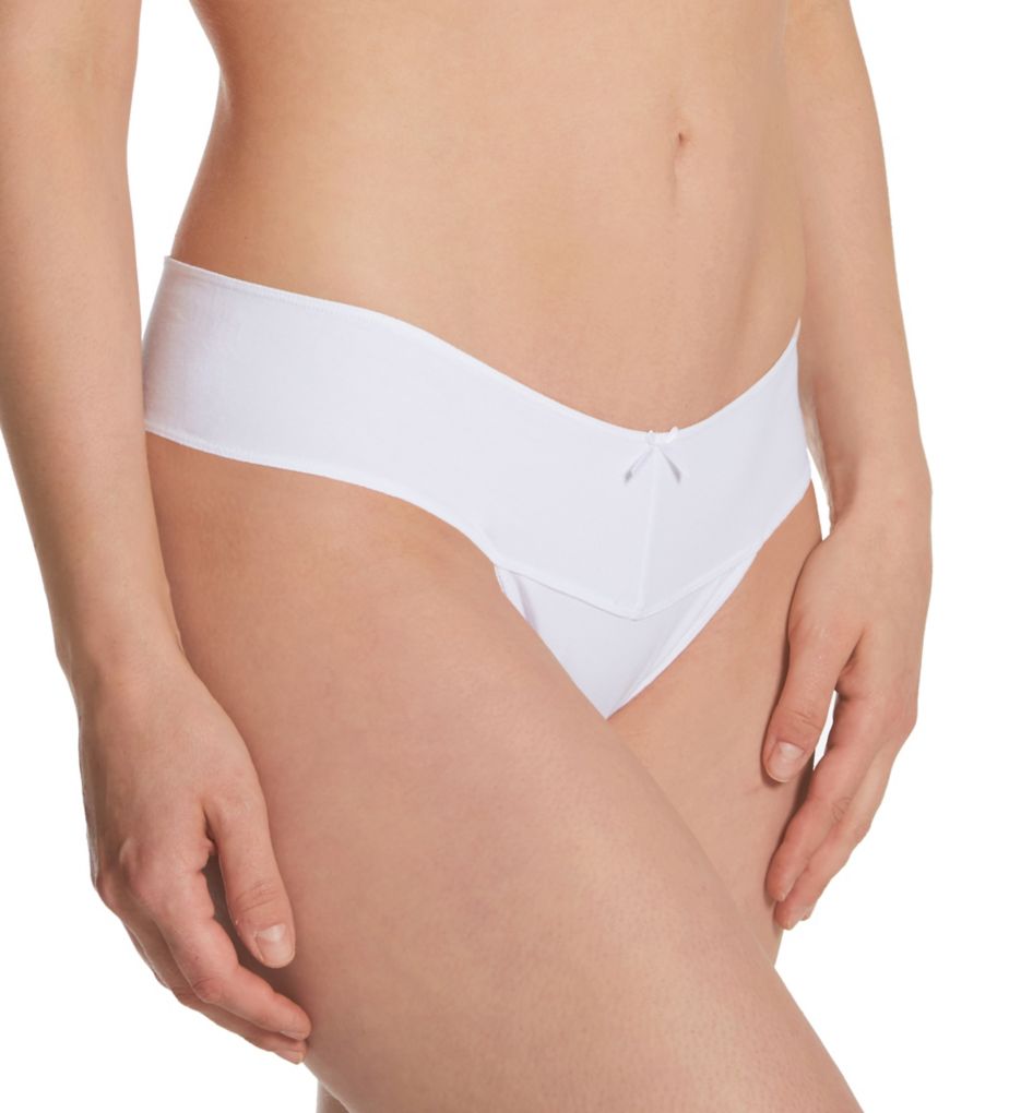 Eberjey : Eberjey 2025LRV Pima Stretch Cotton V Thong (White XS/S)