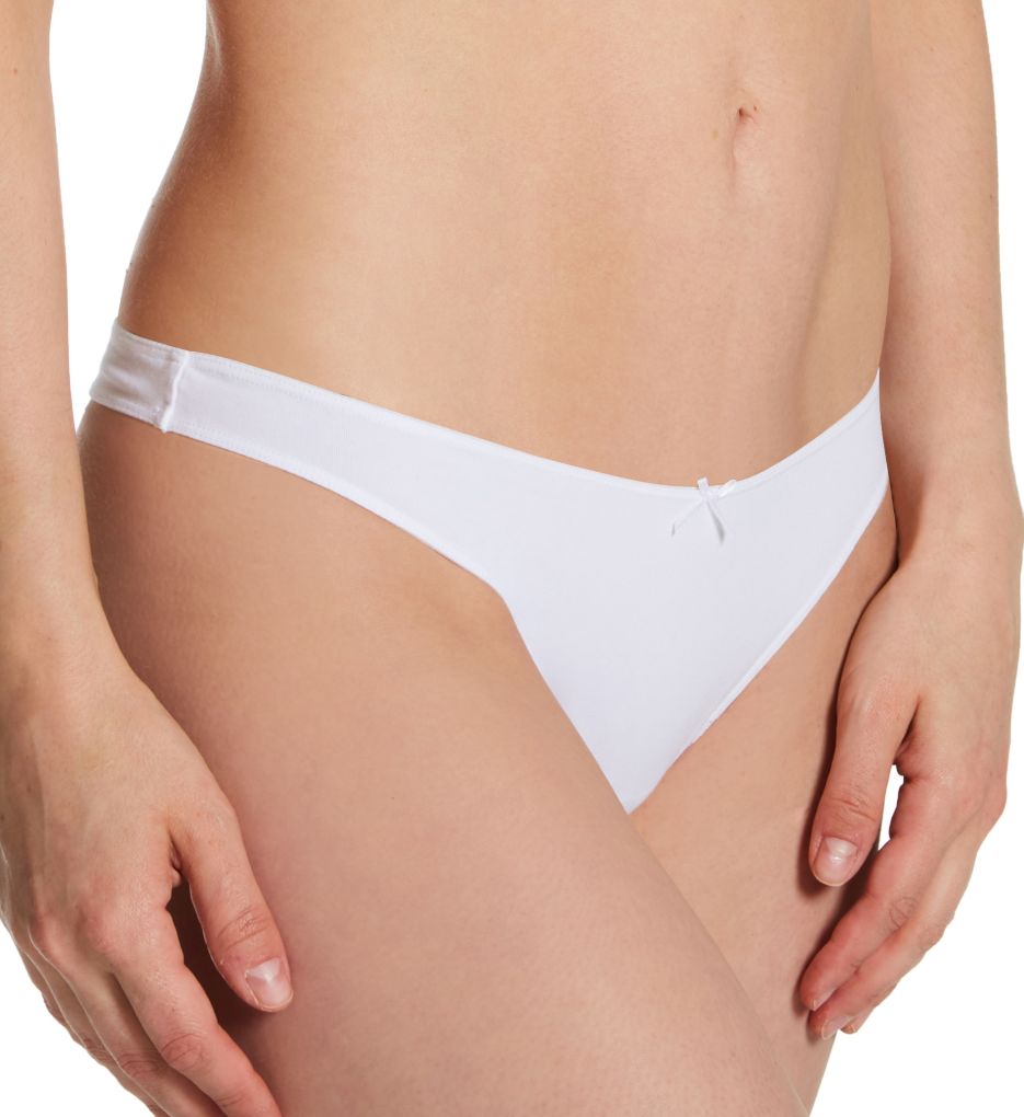 Eberjey : Eberjey A2025LR Pima Stretch Cotton Thong (White XS/S)