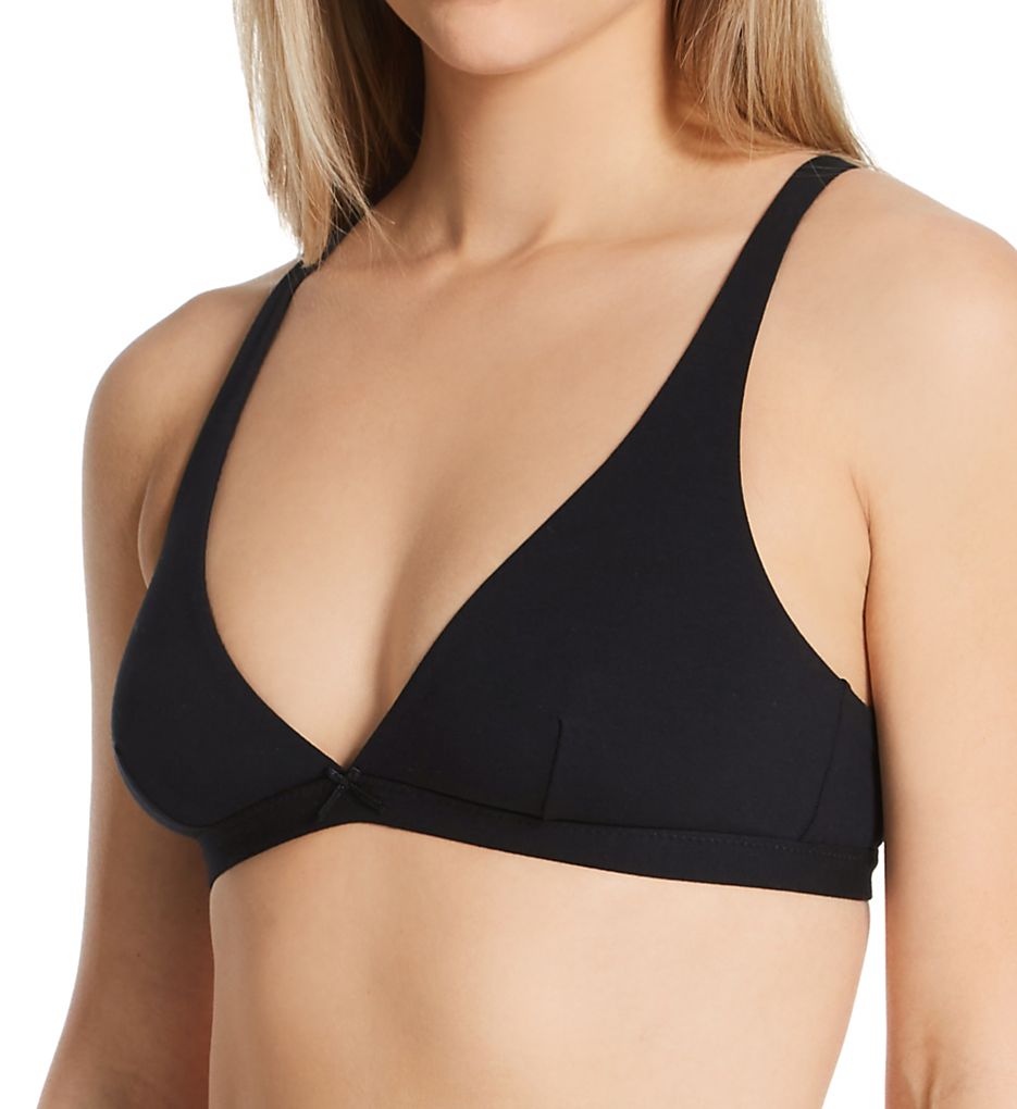 Pima Stretch Cotton V Bralette Black L/XL