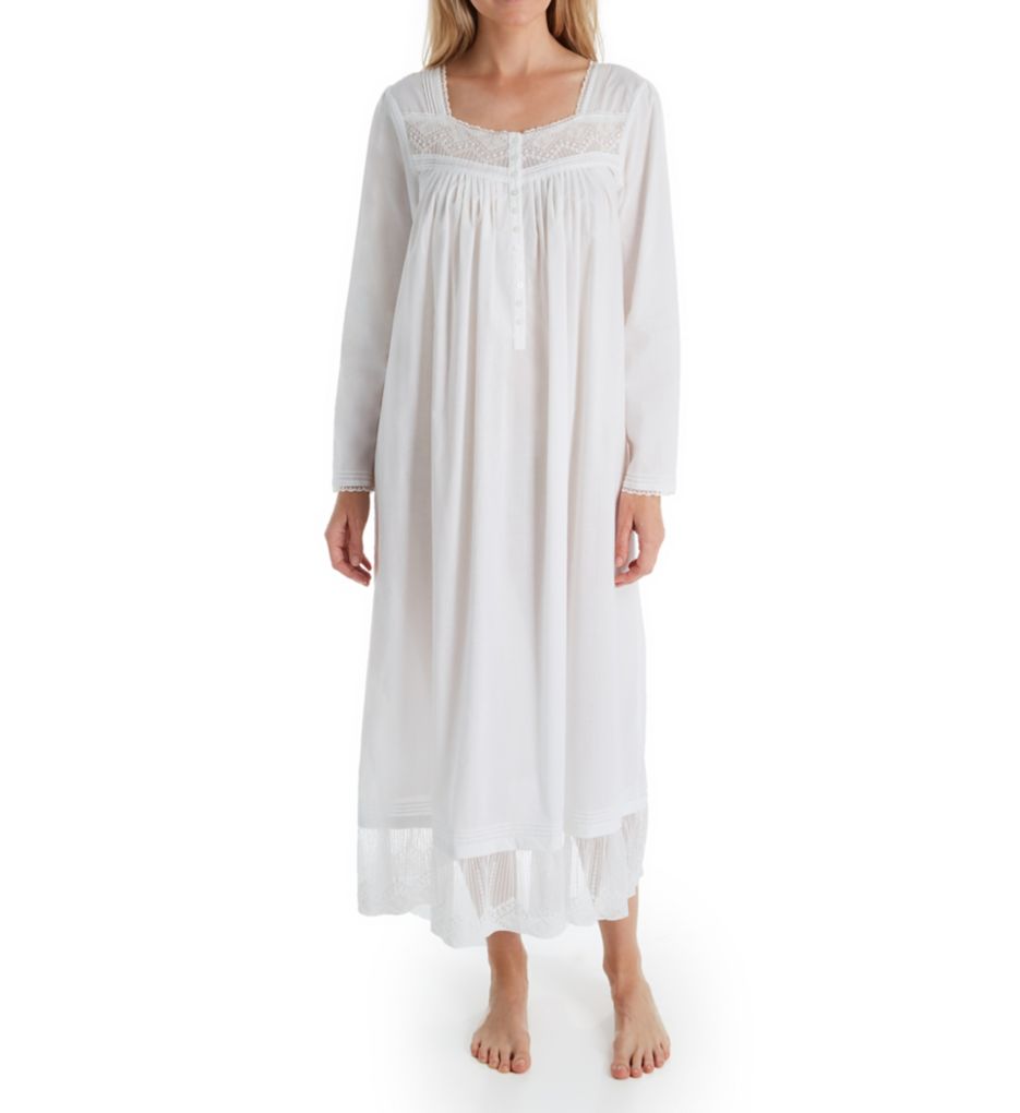 Luxe Lace Cotton Lawn Ballet Long Sleeve Nightgown-fs
