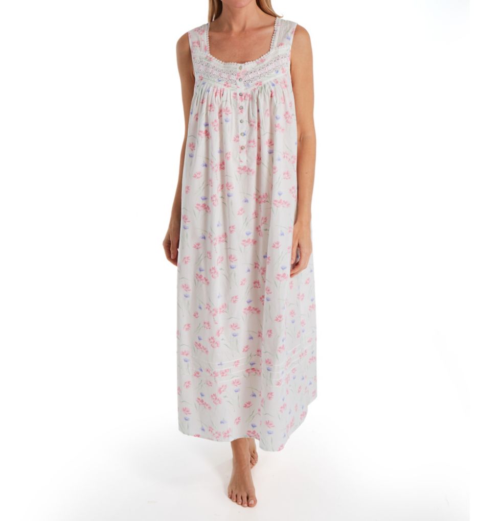 Tossed Floral Cotton Lawn Ballet Nightgown-fs