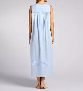 100% Cotton Stripe Sleeveless Ballet Gown Blue XL