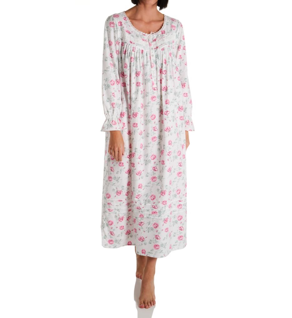 Cotton Flannel Long Sleeve Long Gown-fs