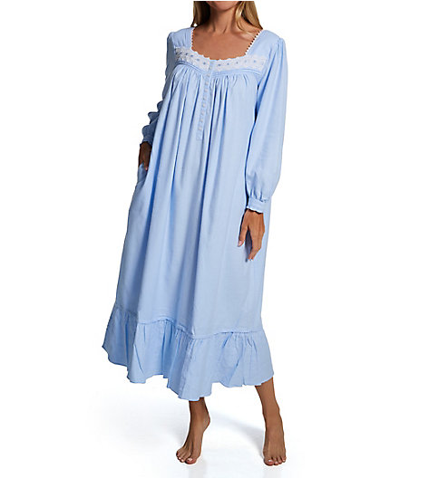 Flannel Blooming Blue Long Sleeve Ballet Nightgown