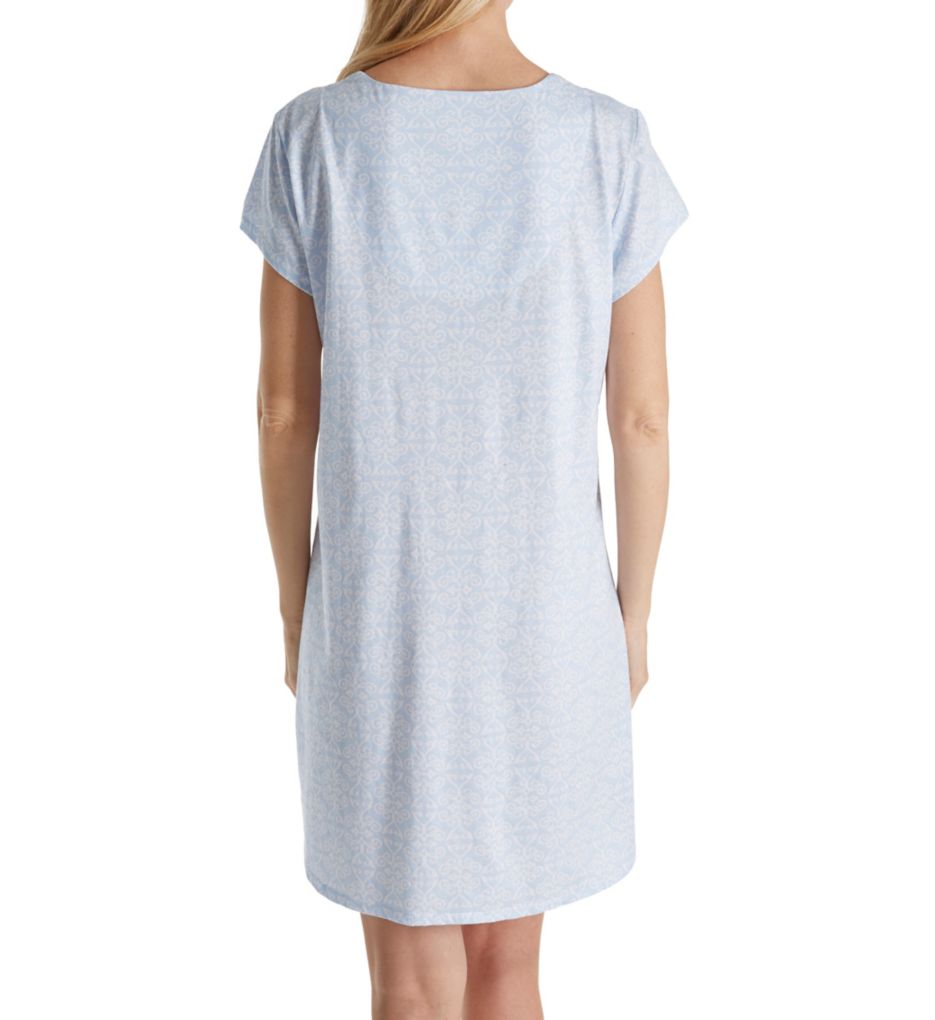 White Geo Cotton Jersey Short Nightgown