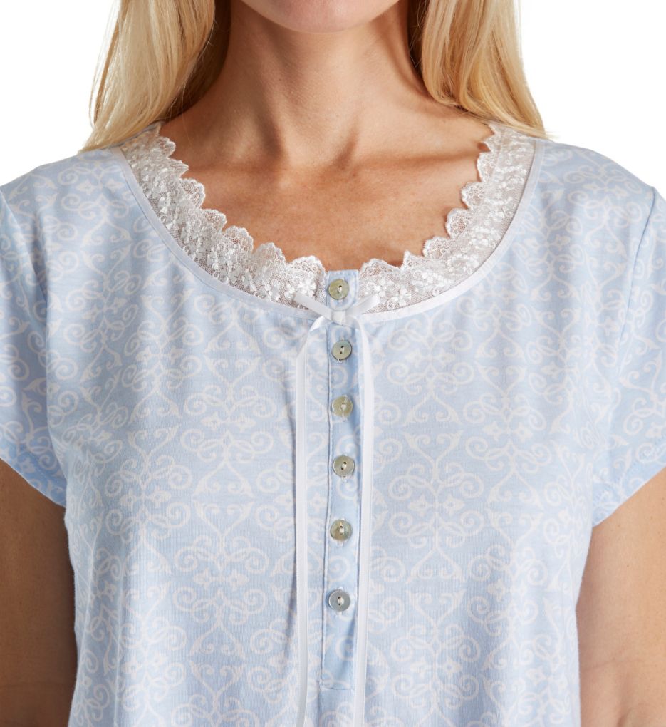 White Geo Cotton Jersey Short Nightgown-cs3