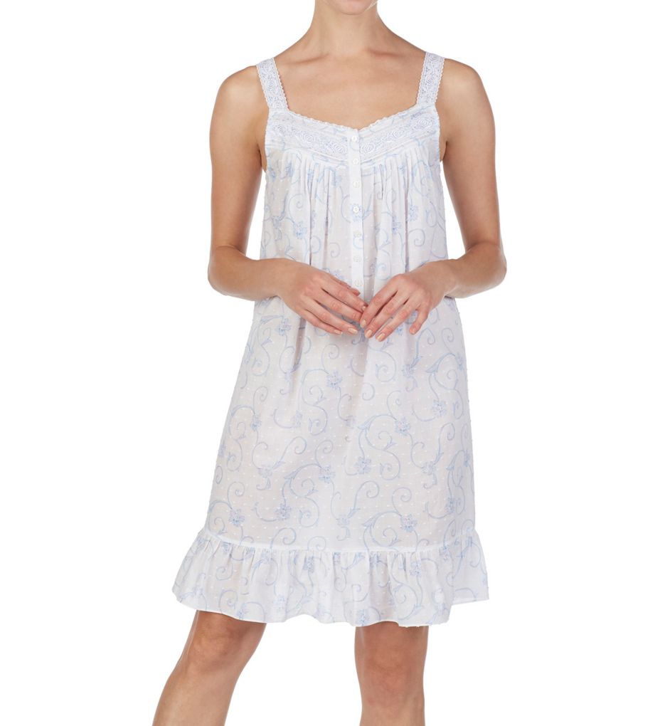 Floral Scroll Cotton Swiss Dot Chemise