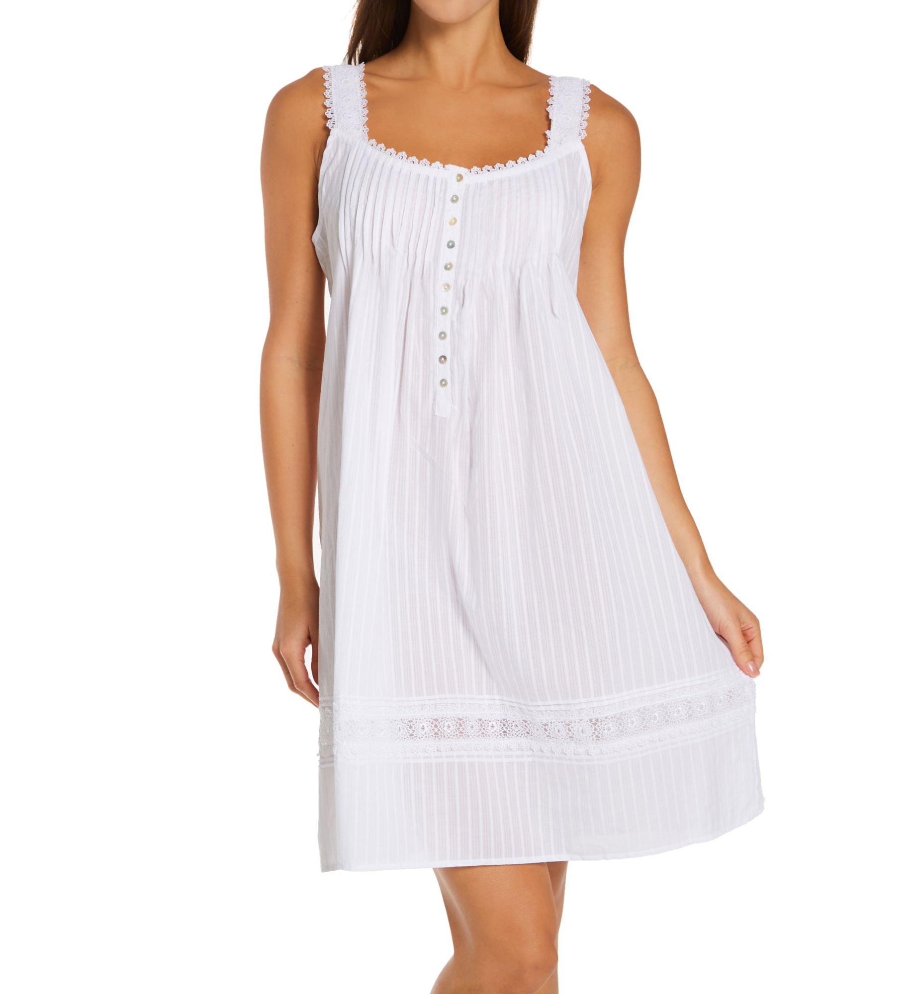 Eileen West 100% Cotton Short Nightgown White M  - Image 1
