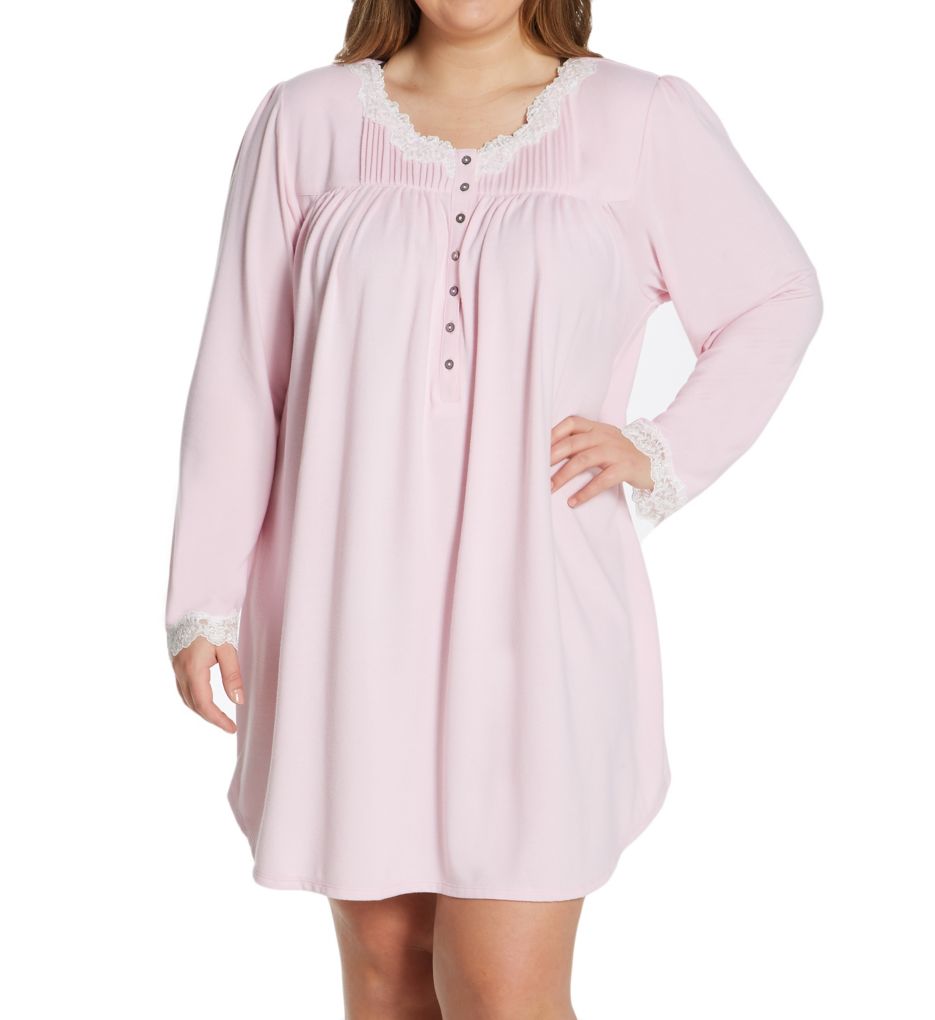 Sweater Knit Short Long Sleeve Nightgown-cs3